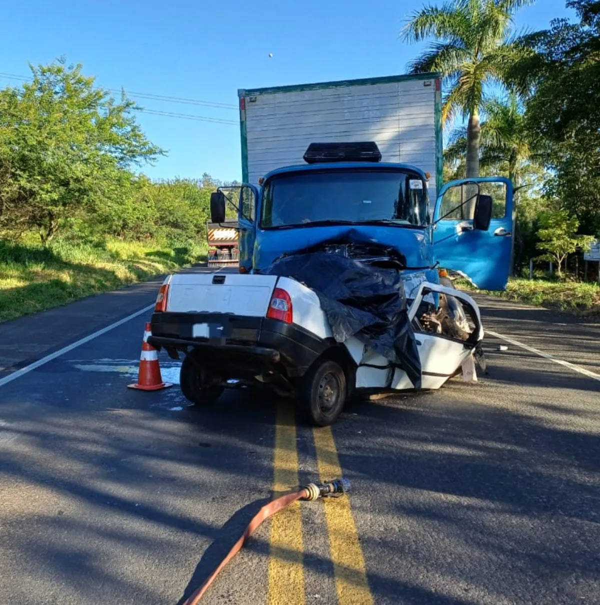 Grave acidente na BR-153 mata idoso e deixa caminhoneiro ferido nos Campos Gerais