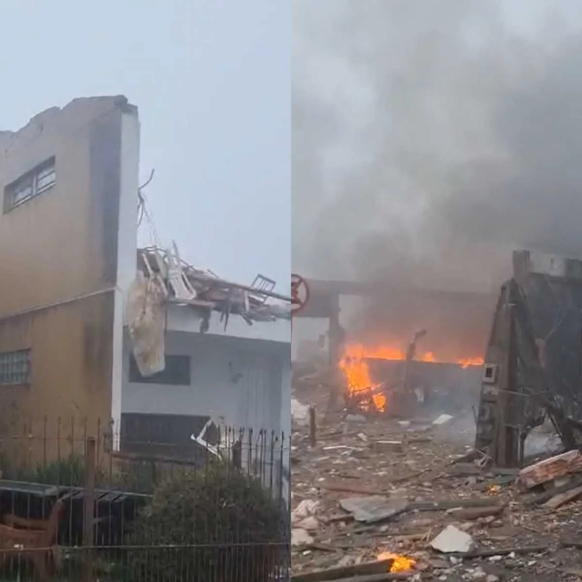 avião destruiu imóveis em gramado