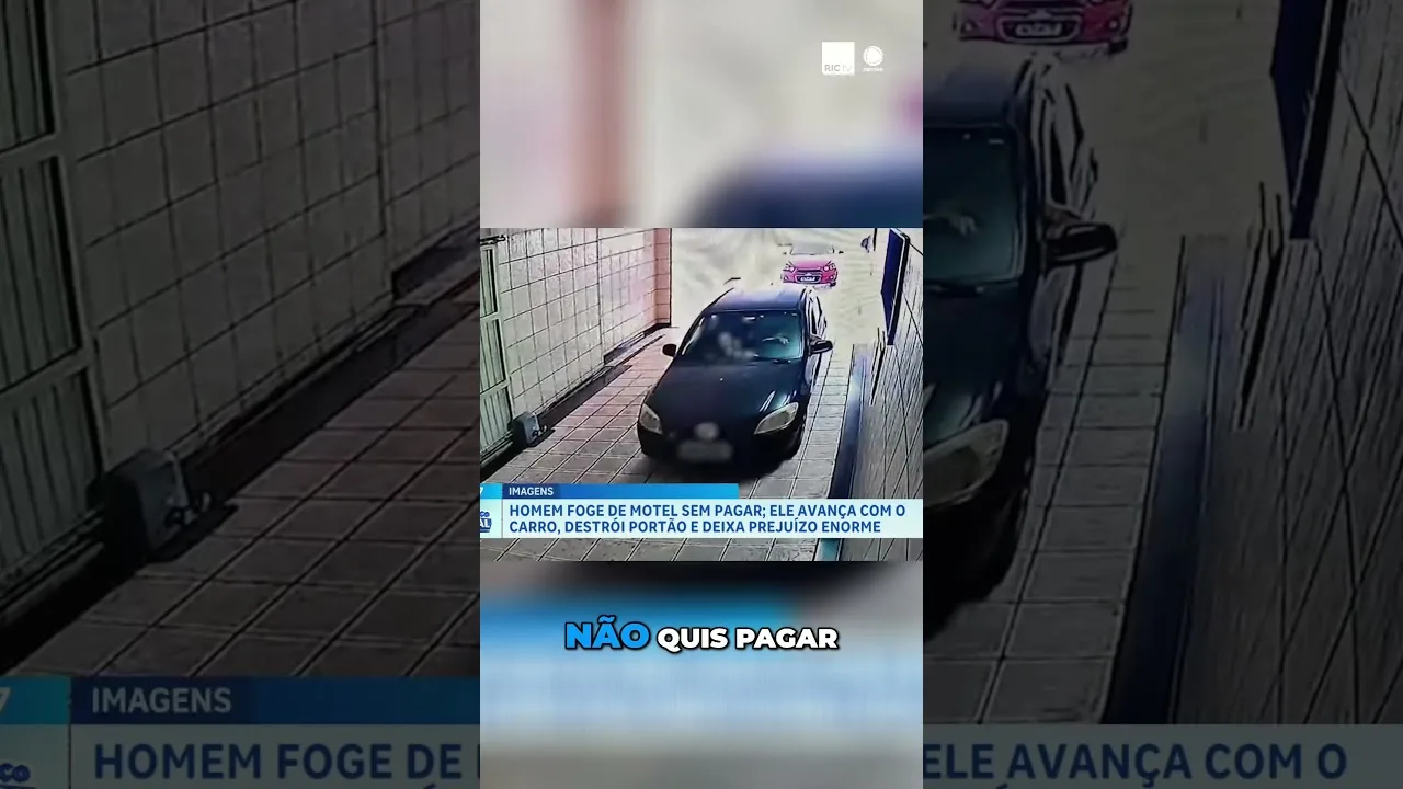 Homem foge de motel sem pagar; ele avança com, o carro, destrói portão e deixa prejuízo enorme