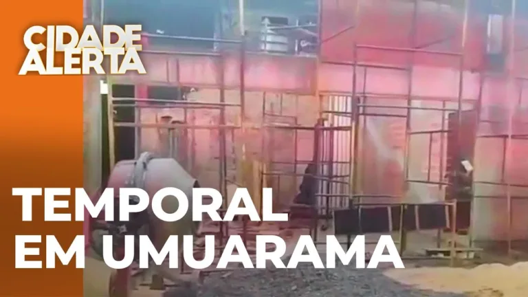 Temporal em Umuarama: Ventos derrubam andaime e 2 trabalhadores precisam de atendimento