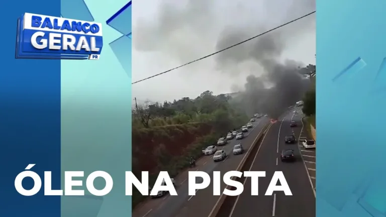 Óleo vaza na pista e provoca grande acidente em Rolândia