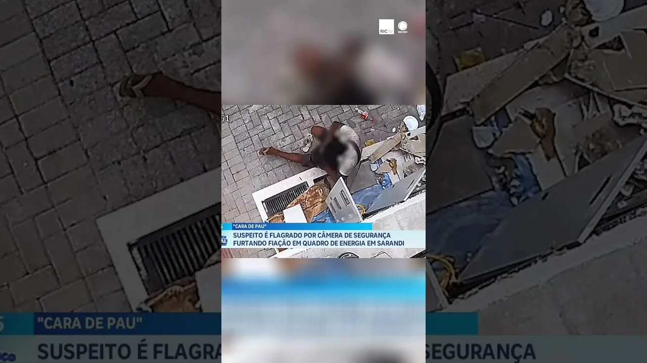 Suspeito é flagrado, por câmera de segurança, furtando fiação de quadro de energia em Sarandi