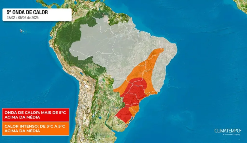 Mapa da nova onda de calor no Brasil 