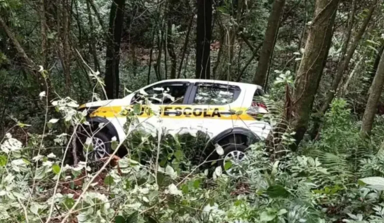 carro de autoescola que foi roubado no meio do matagal