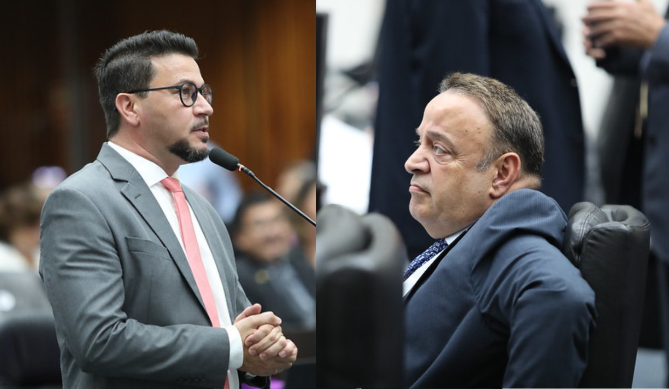 montagem que mostra o líder da oposição, arilson chiorato, e o líder do governo Hussein Bakri, na Alep