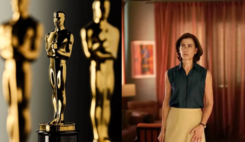 Estatuetas do Oscar e Fernanda Torrer