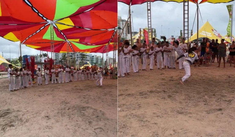 Grupo de capoeira anima manhã de veranistas neste sábado (8); veja como foi