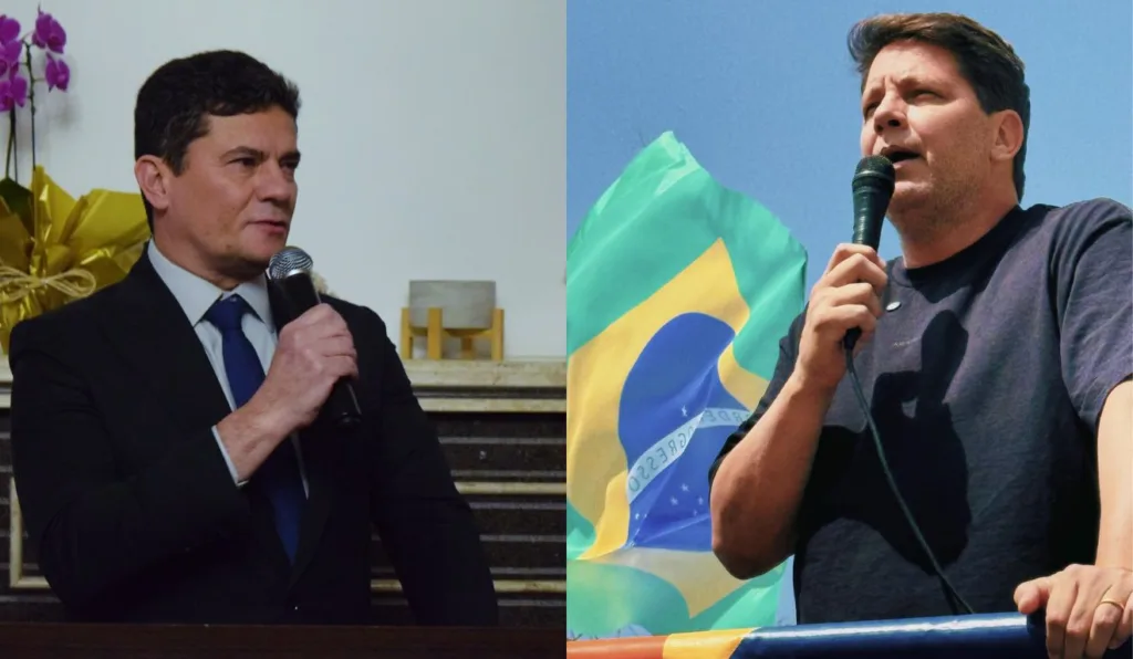Montagem com o senador Sergio Moro à esquerda e o deputado federal Mário Frias à direita