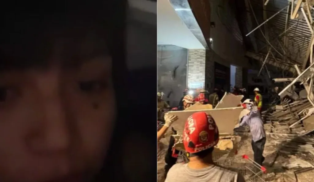 Vídeo mostra drama de mulher presa em escombros após teto de shopping desabar