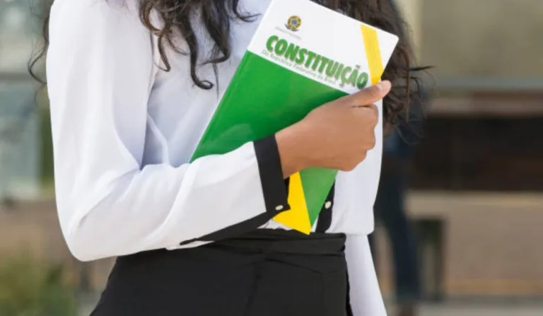 mulher segurando a constituição