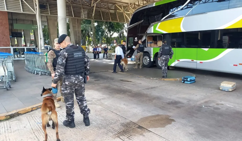 Grávida foi presa após transportar maconha em ônibus com destino a Curitiba.