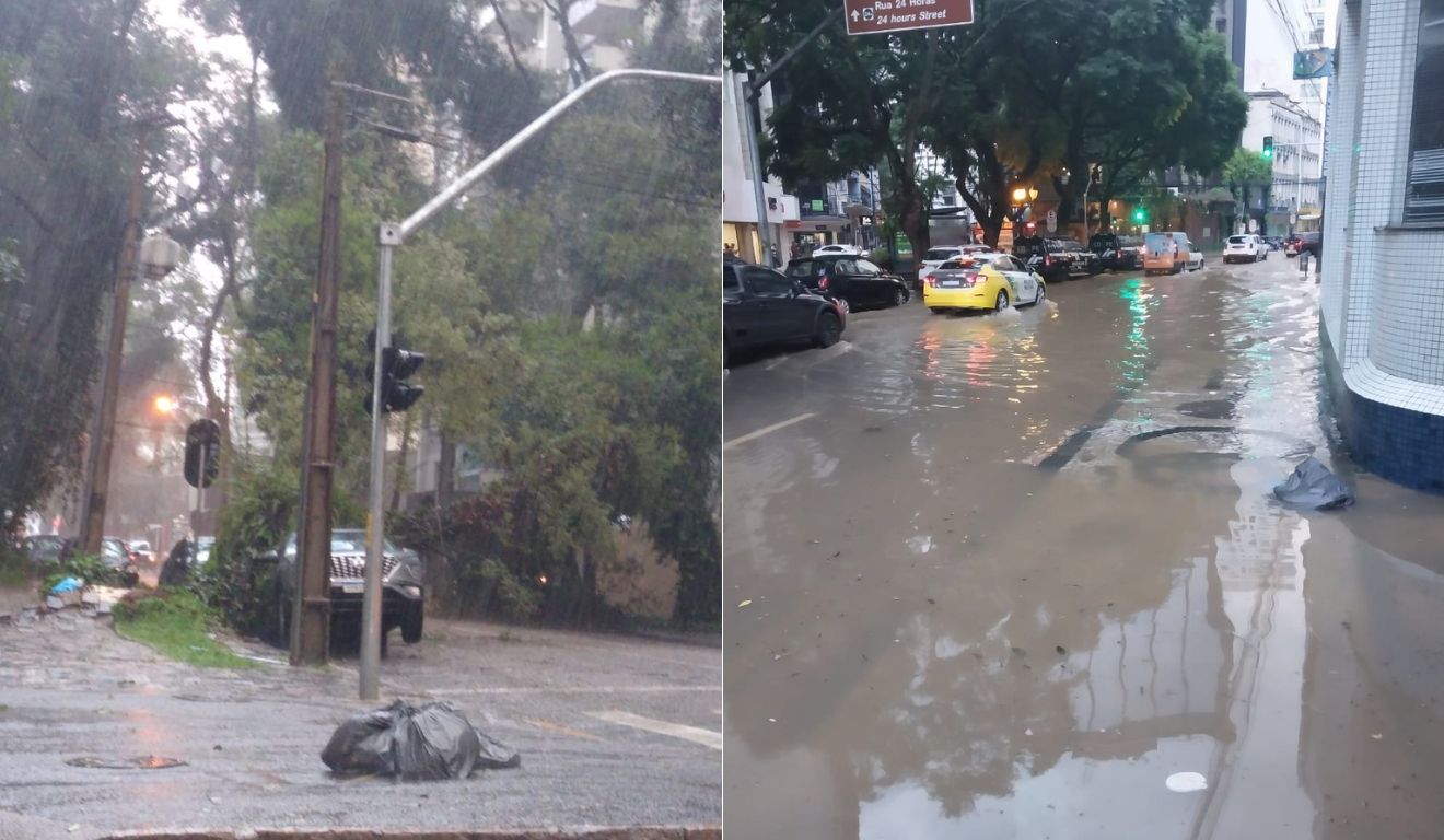 Forte chuva causa alagamento em bairros de Curitiba; veja imagens