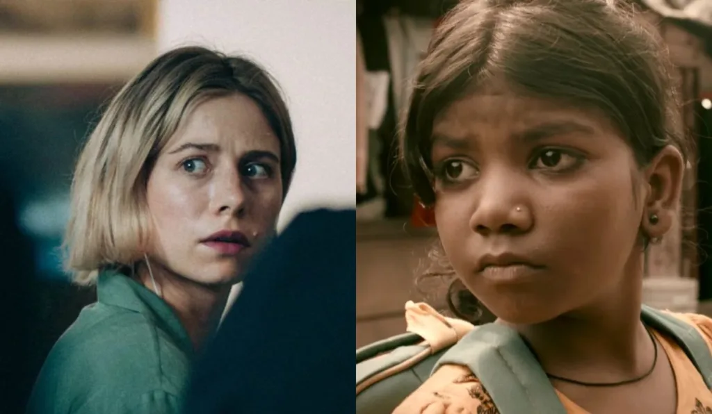 Mulher loira e menina morena