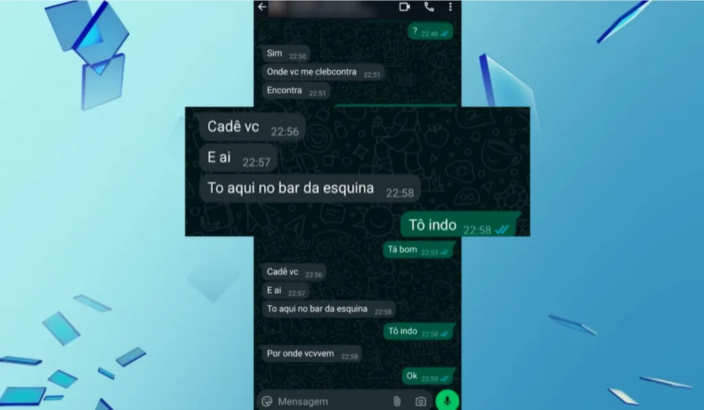 Print das mensagens enviadas pelo professor tentando marcar um encontro com um dos alunos.