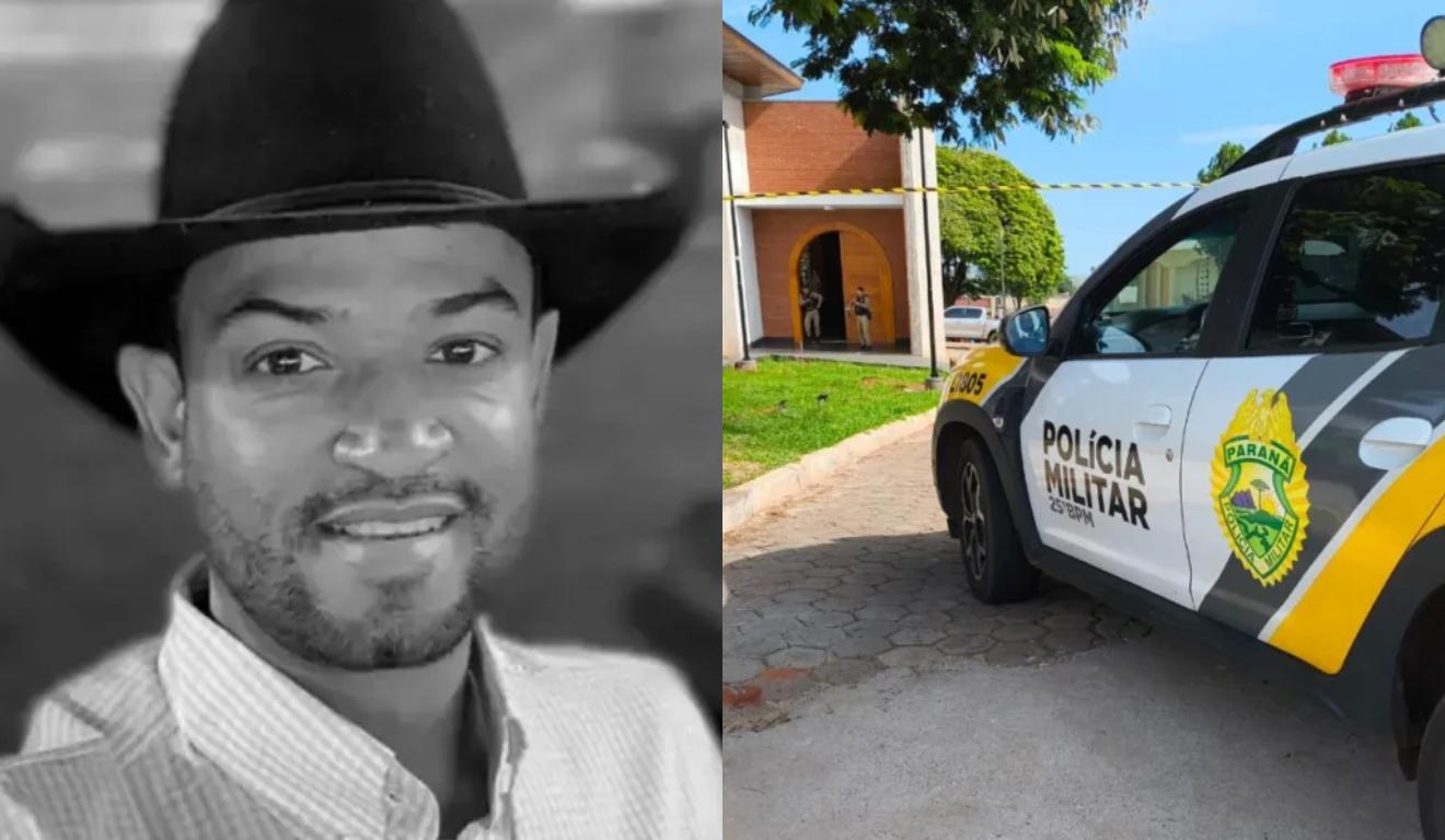 homem de chapéu e viatura da polícia ao lado