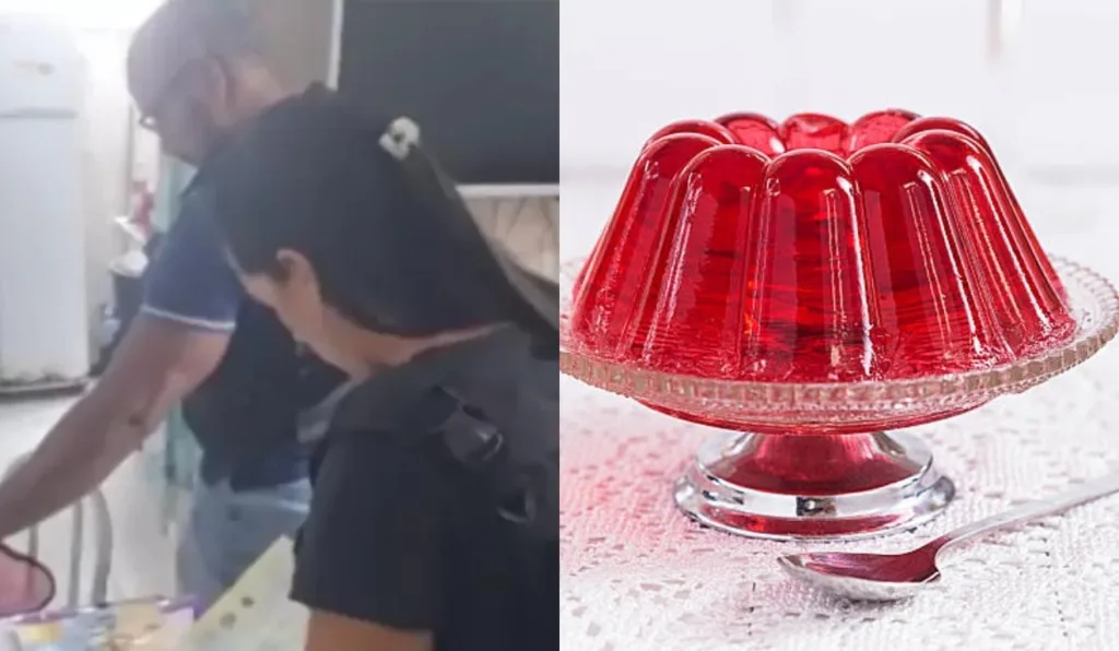 policiais investigando a casa das crianças que morreram após comer gelatina