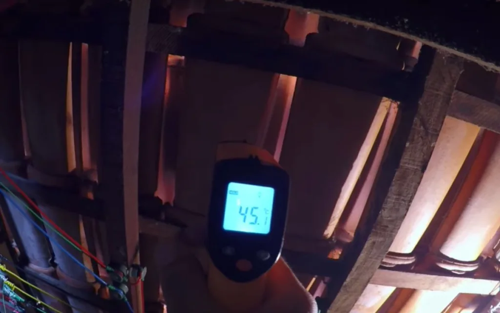 Calor registrado em um cômodo sem forro é mais alto antes de instalar as caixinhas de leite