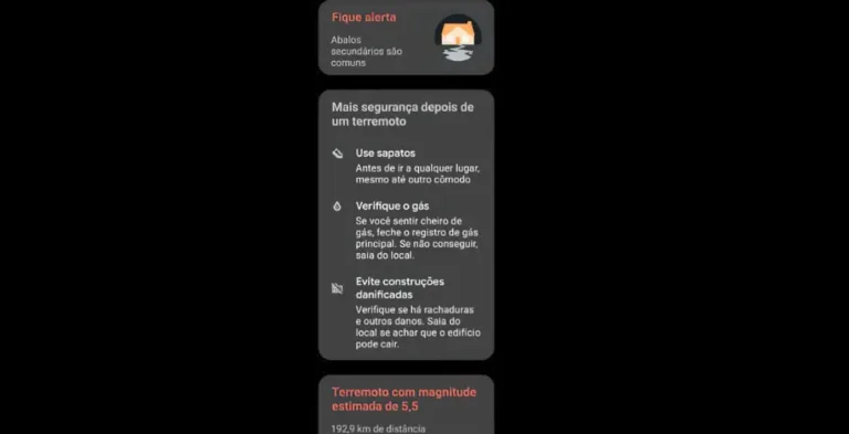 Alerta de terremoto emitido pelo Google para moradores de SP e RJ na madrugada desta sexta-feira (14). Defesa Civil e USP negam qualquer registro de abalo sísmico na região.
