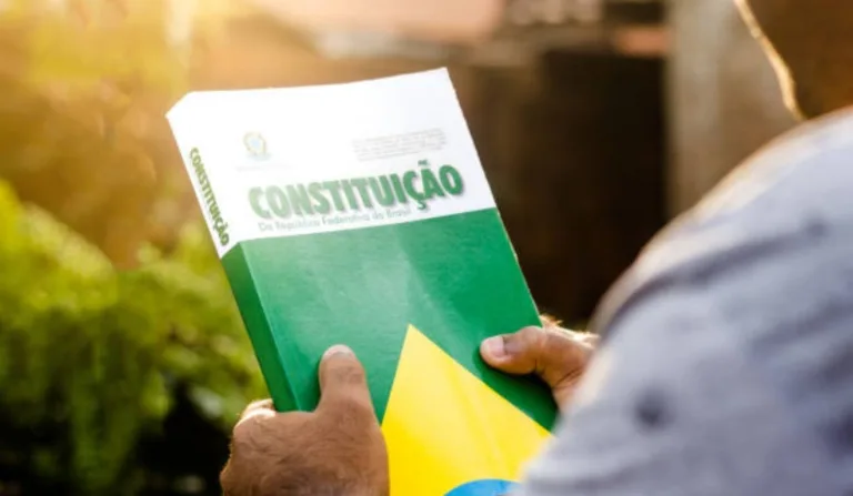 pessoa segurando a constituição brasileira de 1988