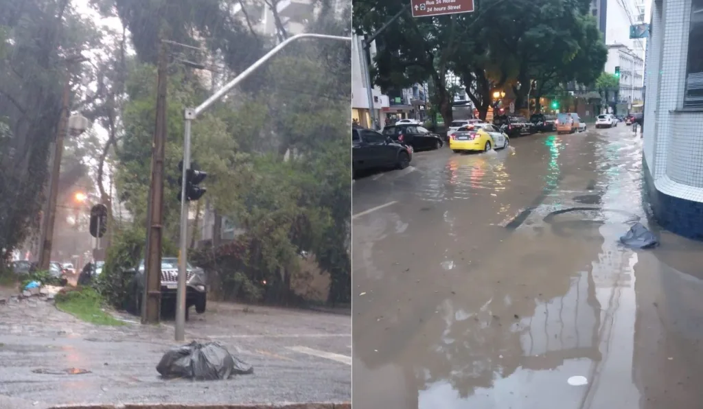 Forte chuva causa alagamento em bairros de Curitiba; veja imagens