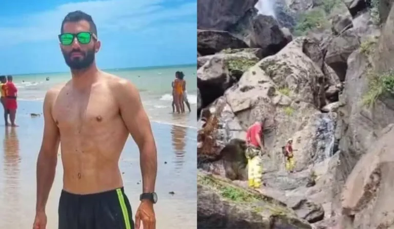 homem que caiu de cachoeira