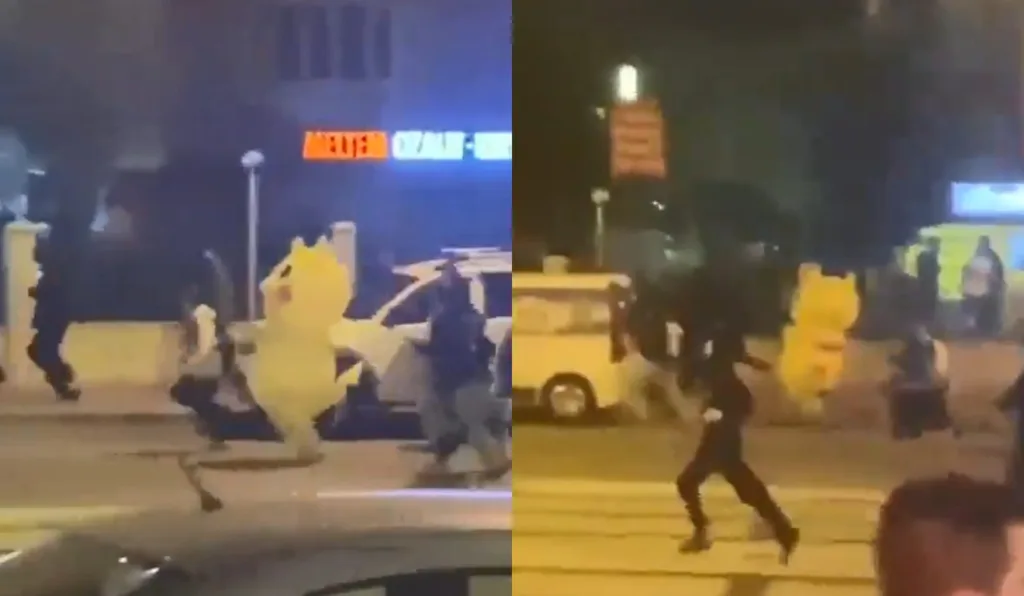 pikachu fugindo da polícia