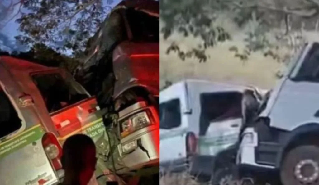 acidente entre van e carreta