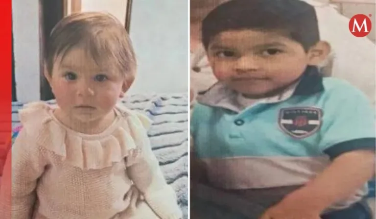 Colagem com menina e garoto desaparecido.