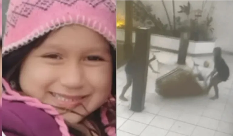 Outras meninas também estavam brincando no balanço, mas apenas Maria Luísa foi esmagada (Foto: Reprodução/Redes Sociais/Câmeras de Segurança)