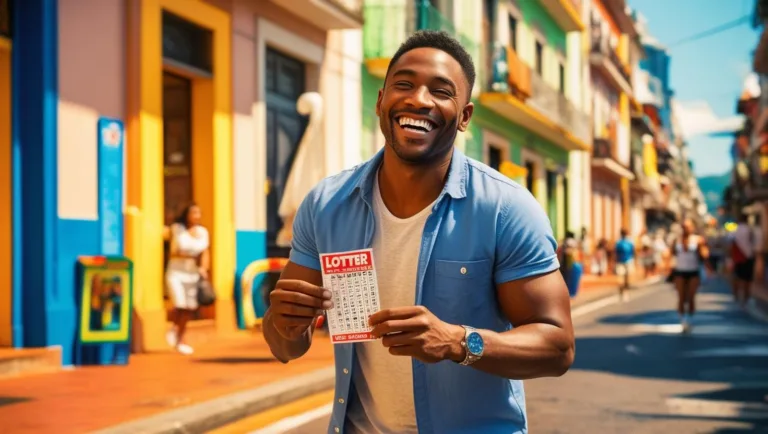 foto de um homem negro segurando um cartão da loteria federal