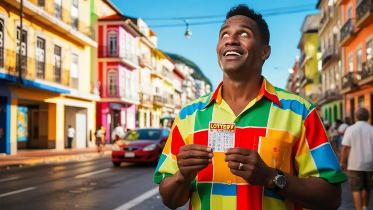 homem segurando um cartão de loteria