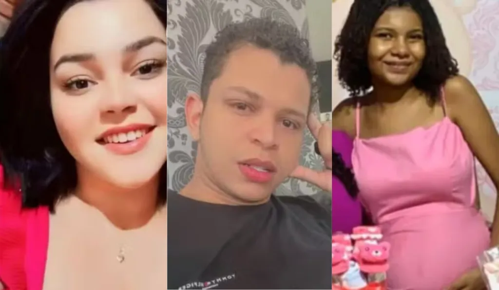 Imagem do casal de suspeitos e da vítima.