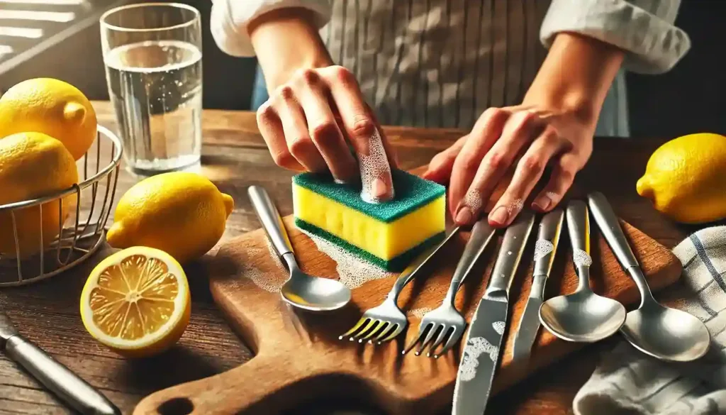 Como remover manchas de ferrugem de talheres usando limão