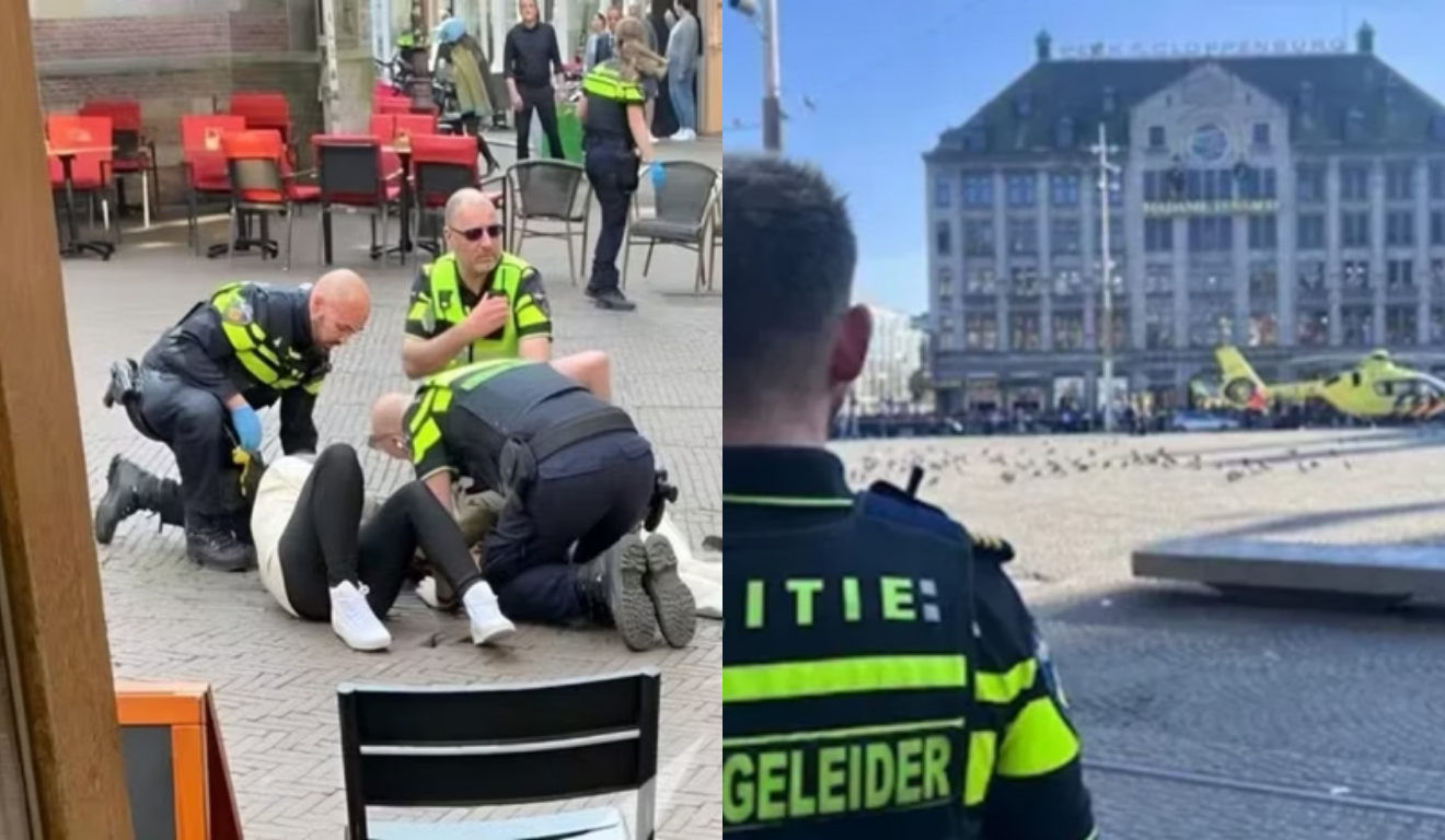 Imagem dos bombeiros e policiais prestando socorro às vítimas.