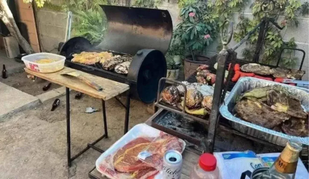 Churrasco que a família fez para comemorar o reencontro.