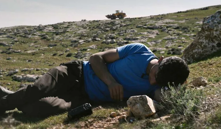 Homem caído na grama