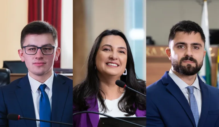 Os vereadores de Curitiba Guilherme Kilter, Professora Ângela e João Bettega