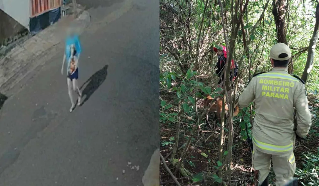 idosa caminhando e mata