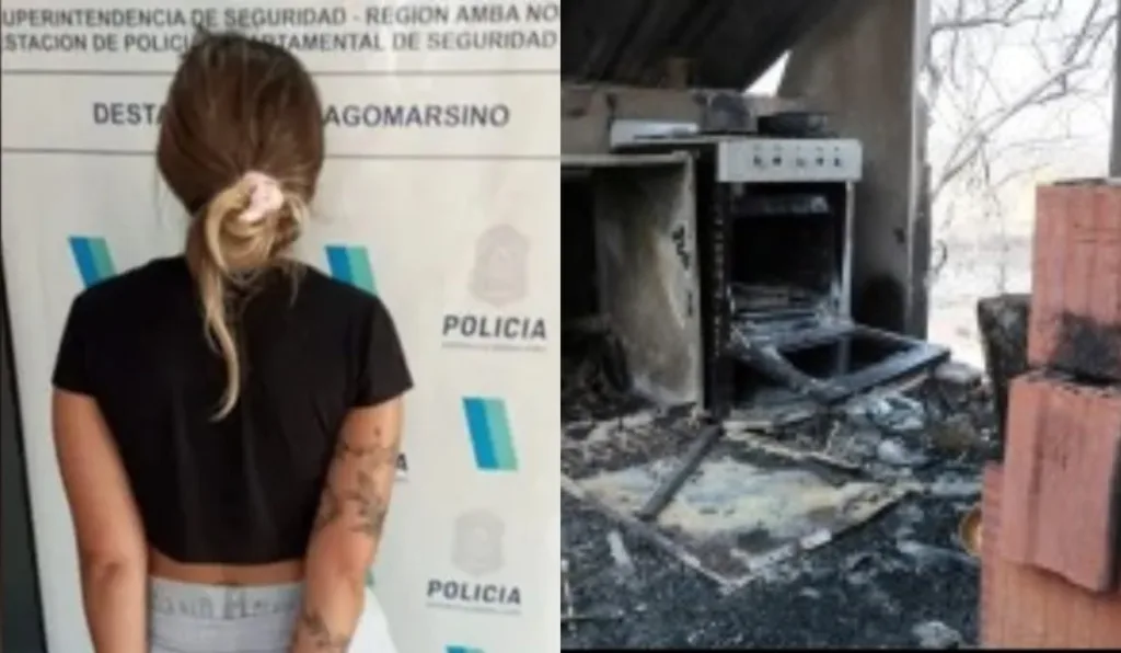 Jovem presa após atear fogo na própria casa