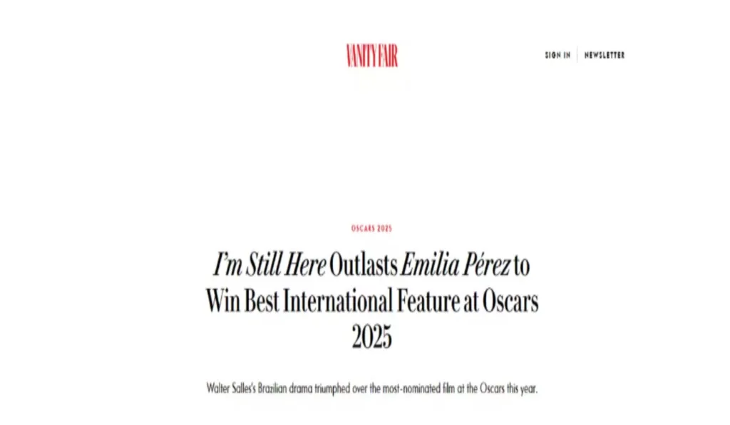 Manchete Vanity Fair