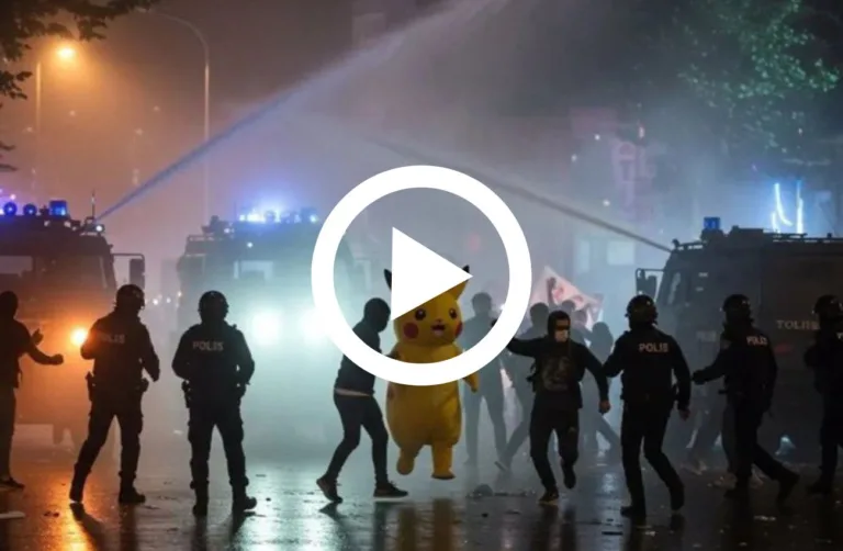 Icônico personagem Pikachu foge da polícia durante protesto na Turquia