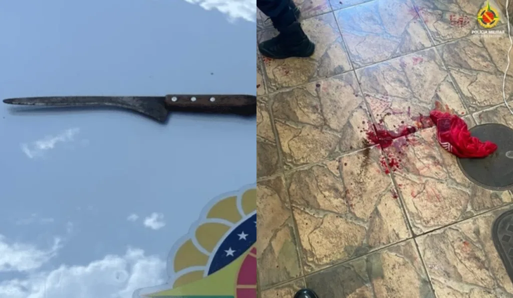 Imagem da faca utilizada e da cueca supostamente roubada.