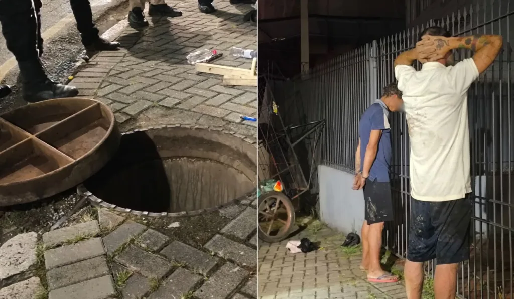 Dupla é presa furtando fio de cobre dentro de bueiro em Curitiba