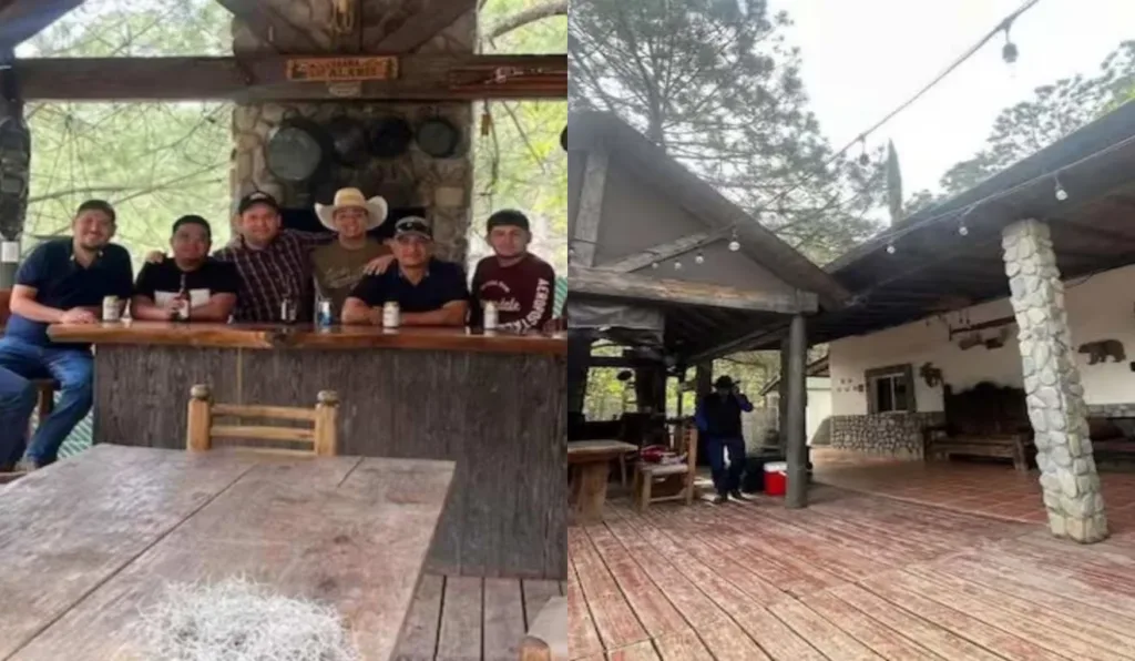 Imagens da família e do chalé onde ficaram.