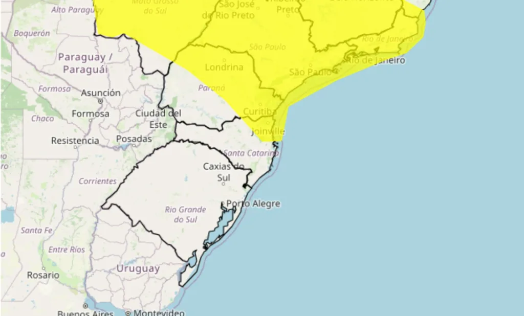 Temporal no Paraná: estado está em alerta amarelo de fortes chuvas e ventos intensos