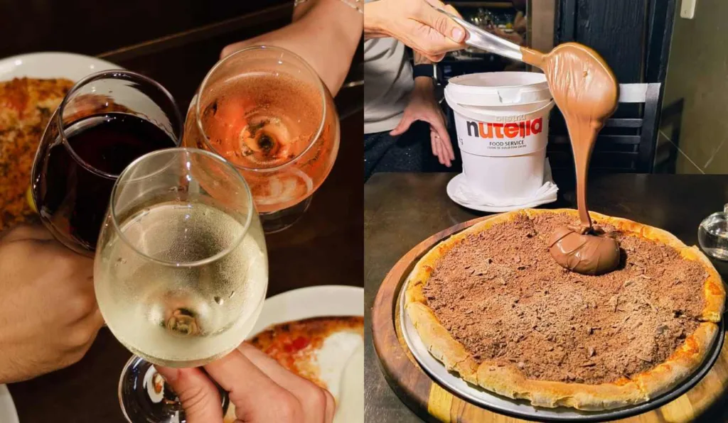 Pizzaria oferece open de vinho e balde gigante de nutella por preço fixo