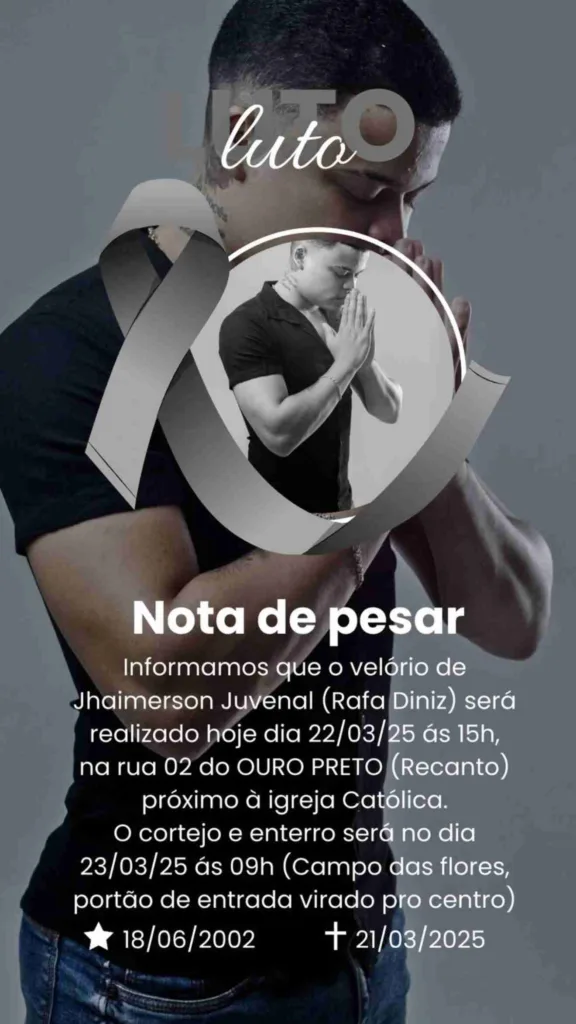 Equipe de Rafa Diniz comunicou informações do sepultamento nas redes sociais 