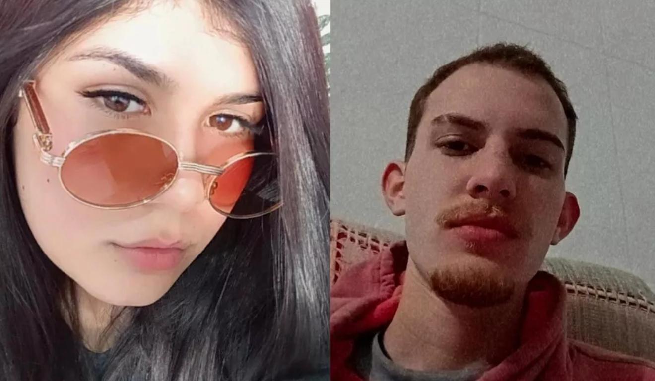 menina com óculos e homem sério