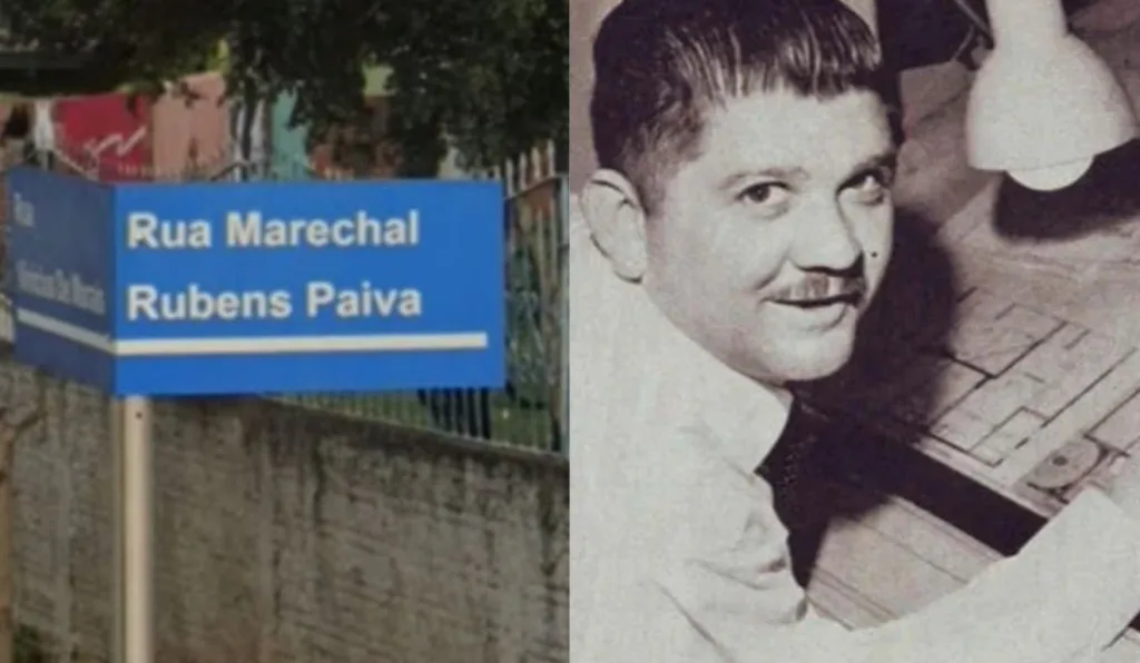 rubens paiva e placa da rua marechal rubens paiva