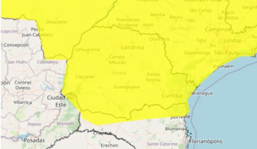 alerta amarelo do Inmet